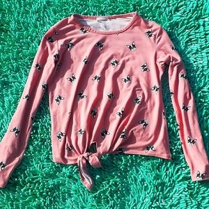 Girls long sleeve pink top with Dogs.